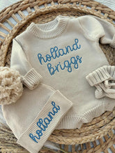 Load image into Gallery viewer, Personalized Baby Girl Newborn Outfit | Oatmeal Sweater Romper Baby Name