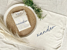 Load image into Gallery viewer, Personalized Baby Boy Newborn Outfit | Natural Oatmeal Romper Custom Color Baby Name