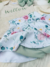 Load image into Gallery viewer, Personalized Baby Girl Outfit | Oatmeal Beige Bodysuit Sage Green Floral Baby Name