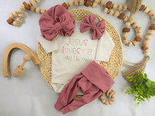 Load image into Gallery viewer, Baby Girl Outfit | Oatmeal Bodysuit Jesus Love Me