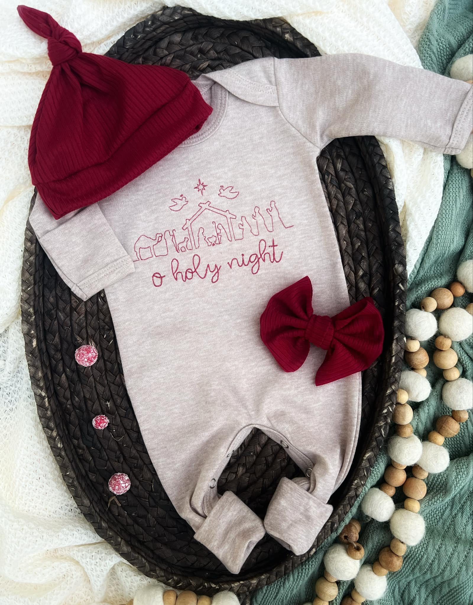 Christmas Baby Outfit Mocha Brown Baby Romper O Holy Night