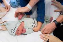 Load image into Gallery viewer, Personalized Baby Boy Outfit | Oatmeal, Sage, Mocha Romper Beige Stripe Initial Baby Name