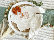 Load image into Gallery viewer, Fall Baby Sweatshirt Set | Oatmeal Pullover Orange Plaid Thanksgiving