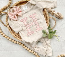 Load image into Gallery viewer, Personalized Newborn Baby Girl Outfit with Soft Pink Tiny Flowers Print Big Letter Baby Name