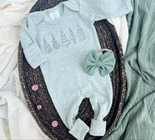 Load image into Gallery viewer, Christmas Tree Baby Outfit | Sage Green Romper