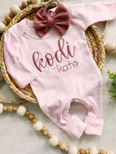 Load image into Gallery viewer, Personalized Baby Girl Outfit | Pastel Romper Custom Baby Name