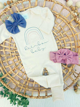 Load image into Gallery viewer, Baby Girl Outfit | Natural White Romper  Pink Blue Rainbow