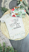 Load image into Gallery viewer, Baby Outfit | Farm Hand Oatmeal Bodysuit Barnyard Print