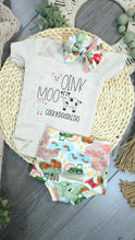 Load image into Gallery viewer, Baby Outfit | Farm Hand Oatmeal Bodysuit Barnyard Print