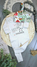 Load image into Gallery viewer, Farm Baby Outfit | Oatmeal Romper Oink Moo Cock-A-Doodle-Doo