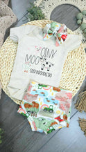 Load image into Gallery viewer, Baby Outfit | Farm Hand Oatmeal Bodysuit Barnyard Print