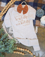 Load image into Gallery viewer, Personalized Newborn Baby Outfit | I Am Wonderfully Fearfully Made Oatmeal Romper Rust