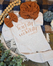 Load image into Gallery viewer, Personalized Newborn Baby Outfit | I Am Wonderfully Fearfully Made Oatmeal Romper Rust