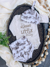 Load image into Gallery viewer, Cowboys Baby Outfit | Oatmeal Bodysuit - It's Alright To Be Little Bitty Ranch