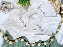 Load image into Gallery viewer, Personalized Name Sweatshirt | Oatmeal Pullover Pink Green Blue