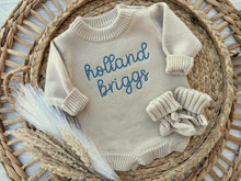 Load image into Gallery viewer, Personalized Baby Girl Newborn Outfit | Oatmeal Sweater Romper Baby Name