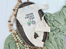 Load image into Gallery viewer, Farm Baby Outfit | Oatmeal Romper Green Tractor - Going Home