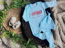 Load image into Gallery viewer, Personalized Newborn Baby Boy Outfit | Baby Blue Romper Valentine Hearts