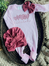 Load image into Gallery viewer, Personalized Baby Girl Outfit | Pink Romper Valentine Hearts