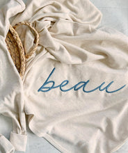 Load image into Gallery viewer, Personalized Baby Boy Outfit | Oatmeal, Sage, Mocha Romper Beige Stripe Initial Baby Name