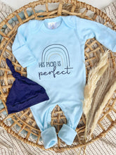 Load image into Gallery viewer, Baby Boy Outfit | Light Blue Romper His Plan Is Perfect Blue Rainbow