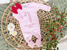 Load image into Gallery viewer, Christmas Baby Outfit | Light Pink Romper Candy Cane Cute