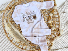 Load image into Gallery viewer, Baby Girl Outfit | Latte Tan White Romper Mama's Coffee Date