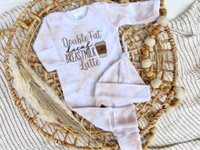 Load image into Gallery viewer, Baby Girl Outfit | Latte Tan White Romper Mama's Coffee Date