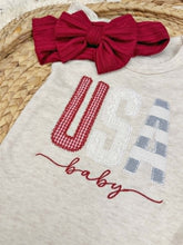 Load image into Gallery viewer, Baby Girl Outfit USA Baby - Oatmeal Flutter Sleeve Ruffle Romper
