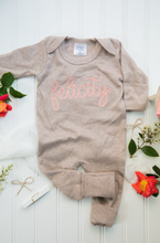 Load image into Gallery viewer, Personalized Baby Girl Outfit | Mocha Brown Romper Coral Pink Chunky Chain Custom Baby Name