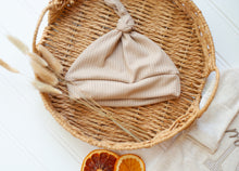 Load image into Gallery viewer, Personalized Baby Boy Outfit | Oatmeal Romper Beige Stripe Big Letter Taupe Baby Name