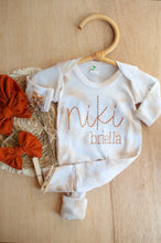Load image into Gallery viewer, Personalized Newborn Baby Girl Outfit | Cafe Latte Romper Clay Baby Name - Niki Briella