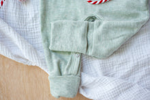 Load image into Gallery viewer, Personalized Baby Girl Outfit | Soft Green Romper Christmas Red Initial Green Baby Name - Eira