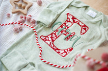 Load image into Gallery viewer, Personalized Baby Girl Outfit | Soft Green Romper Christmas Red Initial Green Baby Name - Eira