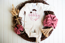Load image into Gallery viewer, Personalized Baby Girl Outfit | Oatmeal Beige Romper Western Farm Baby Name