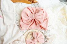 Load image into Gallery viewer, Personalized Baby Girl Outfit | Oatmeal Knotted Gown Floral Pink Gold - style: ElizabethGown