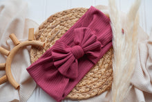 Load image into Gallery viewer, Personalized Baby Girl Outfit | Oatmeal Knotted Baby Gown Deep Pink Chunky Baby Name