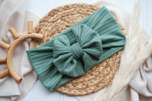 Load image into Gallery viewer, Personalized Baby Girl Outfit | Mocha Romper Dark Sage Green Chunky Chain Stitch Baby Name