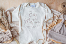 Load image into Gallery viewer, Personalized Baby Announcement Outfit | Oatmeal Romper Last Name and Year