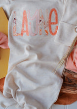 Load image into Gallery viewer, Personalized Baby Girl Outfit | Oatmeal Baby Tie Gown Floral Pink Yellow Baby Name