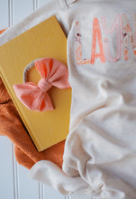 Load image into Gallery viewer, Personalized Baby Girl Outfit | Oatmeal Baby Tie Gown Floral Pink Yellow Baby Name