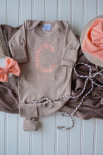 Load image into Gallery viewer, Personalized Baby Girl Outfit | Mocha Brown Romper Cloral Floral Baby Name