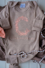 Load image into Gallery viewer, Personalized Baby Girl Outfit | Mocha Brown Romper Cloral Floral Baby Name