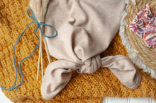 Load image into Gallery viewer, Personalized Baby Girl Outfit | Mocha Brown Knotted Gown Floral Pink Teal Baby Name