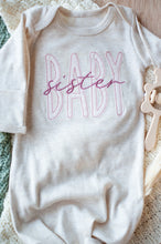 Load image into Gallery viewer, Baby Sister Outfit | Oatmeal Gown Pink Baby Sister