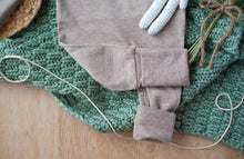Load image into Gallery viewer, Personalized Newborn Baby Boy Outfit | Mocha Brown Romper Beige Stripe Green Baby Name