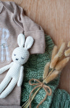 Load image into Gallery viewer, Personalized Newborn Baby Boy Outfit | Mocha Brown Romper Beige Stripe Green Baby Name