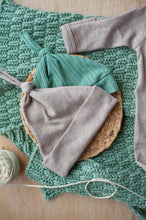 Load image into Gallery viewer, Personalized Newborn Baby Boy Outfit | Mocha Brown Romper Beige Stripe Green Baby Name