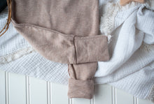 Load image into Gallery viewer, Personalized Newborn Baby Boy Outfit | Mocha Brown Romper Black Felt Baby Name