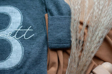 Load image into Gallery viewer, Personalized Baby Boy Name Outfit | Charcoal Romper Gray Initial